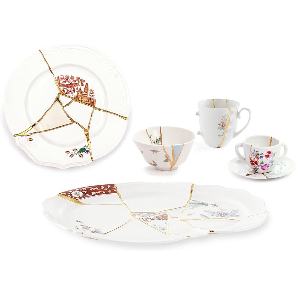 SELETTI kintsugi cup & saucer n'3 stylish interior cup saucer tableware Seletti porcelain art kintsugi design hot tea handle handle white