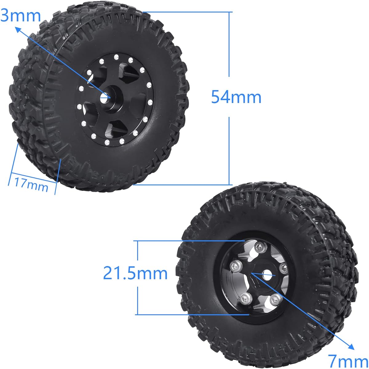 AllinRC 1.0 Beadlock Wheels and Tires 1/24 Axial SCX24 Gladiator Deadbolt for Bronco C10 JLU CRC B-17 Betty Chevy AX24 Upgrade