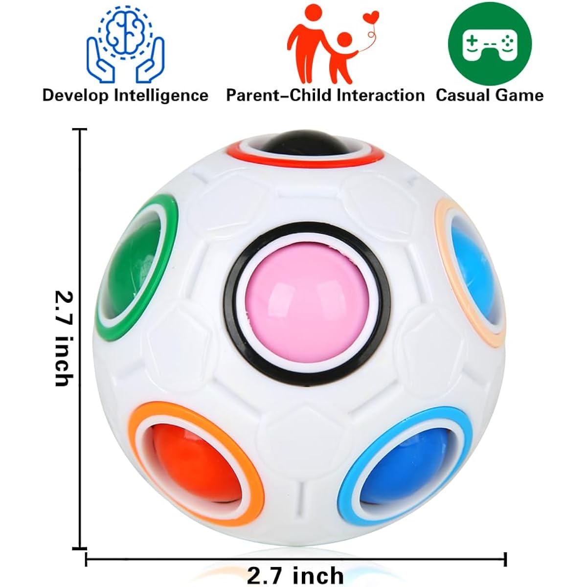 6 Pack Magic Rainbow Puzzle Balls Fidget Toy Matching Puzzle Balls Toys Stress Relief 3D Speed Fidget Balls Brain Teaser Game for Kids Adults Christmas Stocking Stuffers Party Favors Birthday Gift