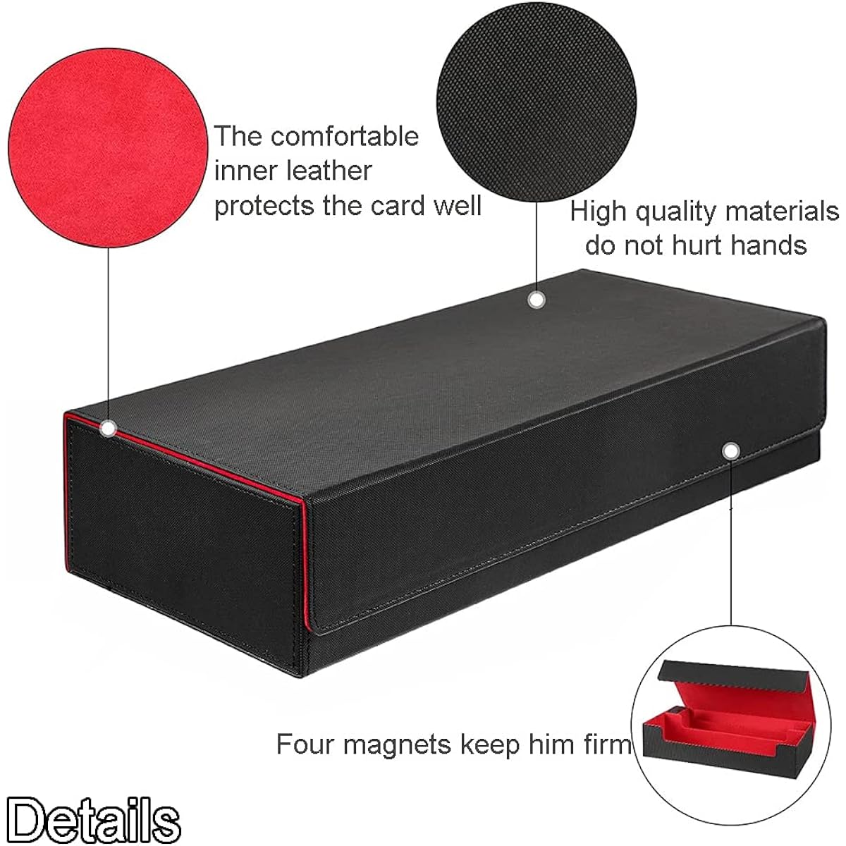 Card Game Deck Storage Box with Removable Compartments - Holds up to 550+ Cards - Double Sleeve Card Storage - PU Leather Comfortable Touch - YugiOh/MTG/Tcg/Ultimate Guard/Commander Card Holder Storage Case… (Blue )