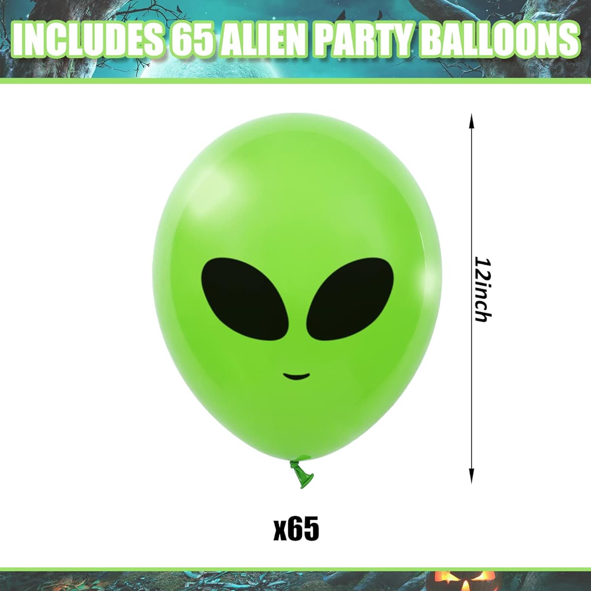 Whaline 65pcs Alien Balloons Green Alien Party Latex Balloons UFO Balloons Outer Space Alien Decorations for Birthday Party Baby Shower Supplies Home Backdrop Decorations