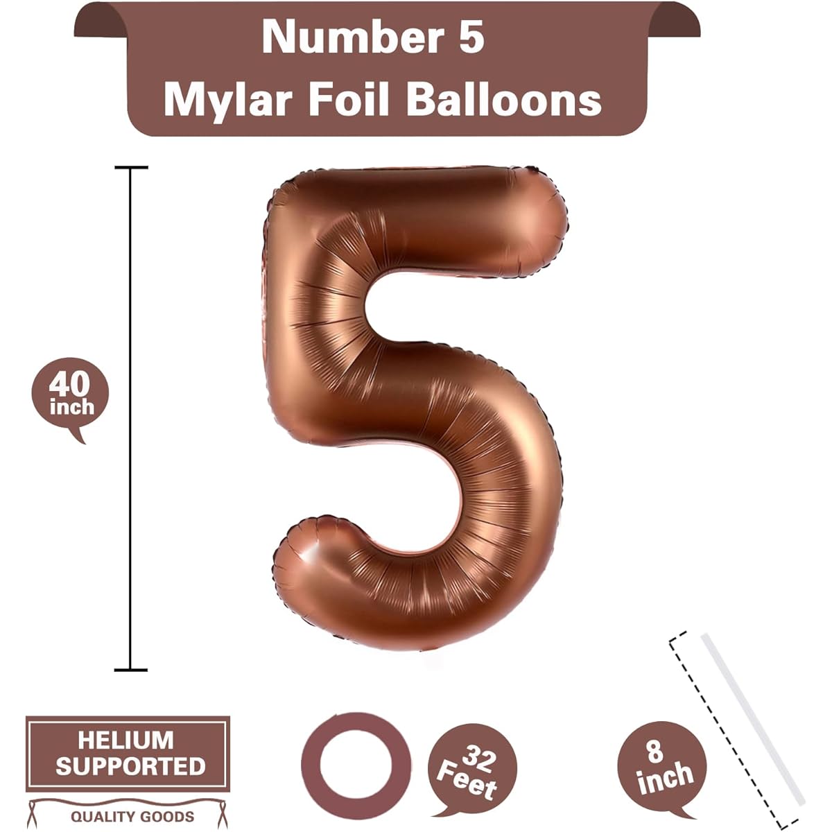 Number balloon coffee brown-5