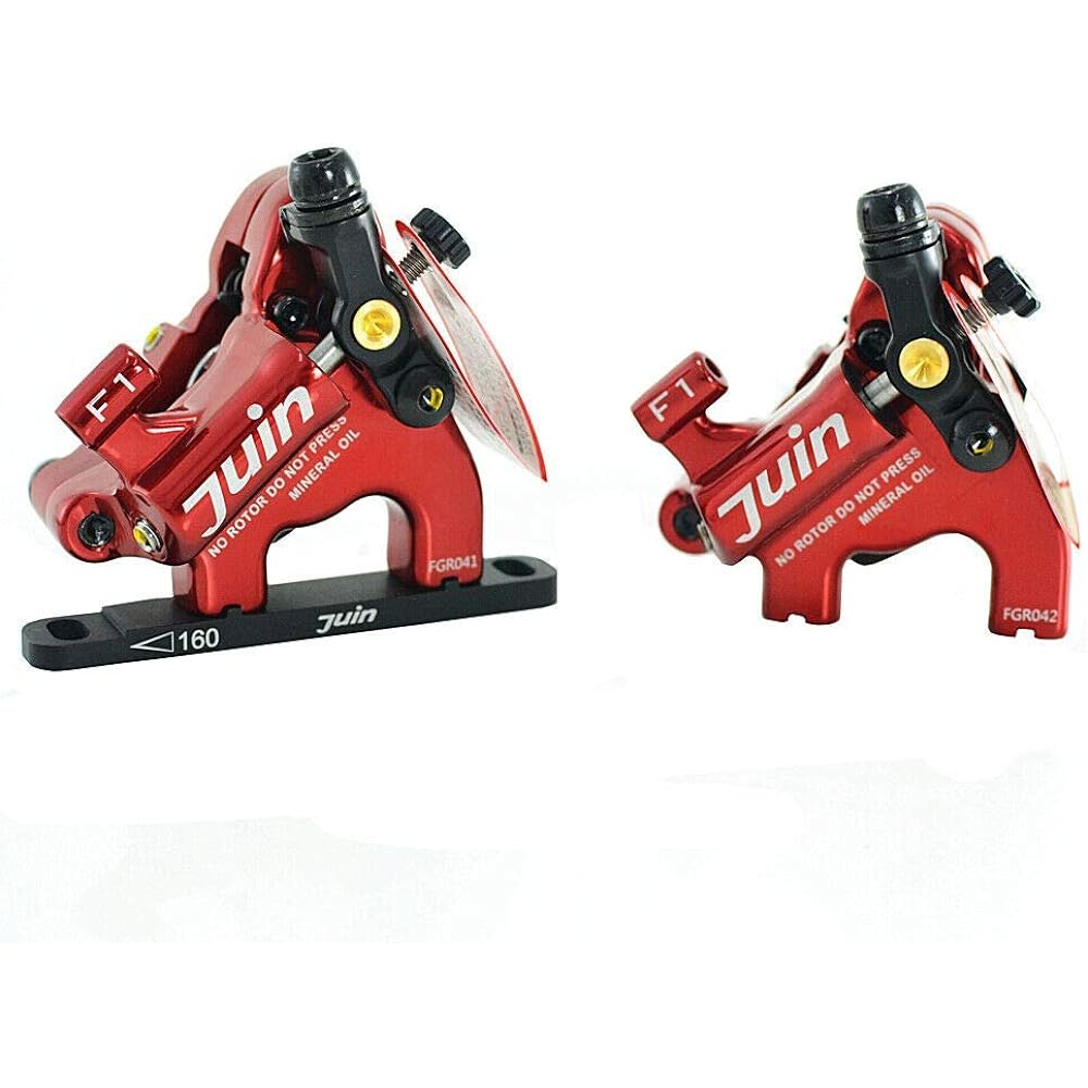 JUIN TECH F1 Hydraulic Flat mount Road CX Disc Brake set 160mm with Rotor,Red, JT1908