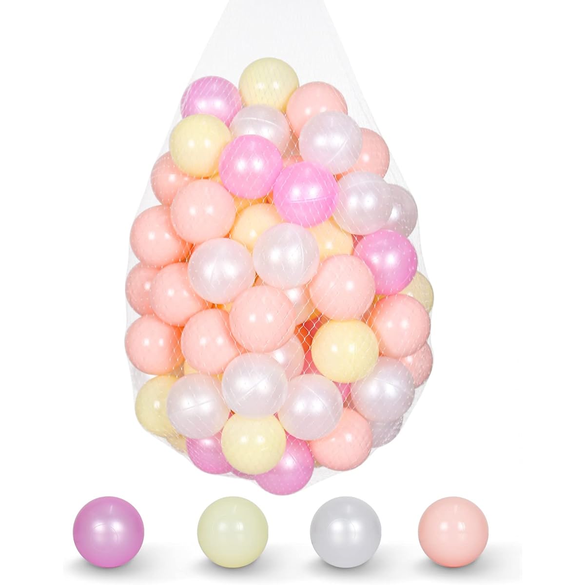 THREGGROW 100 Pieces Plastic Pit Balls, Phthalate Free, Includes Reusable Zipper Storage Bag, Perfect Gift for Toddlers and Kids