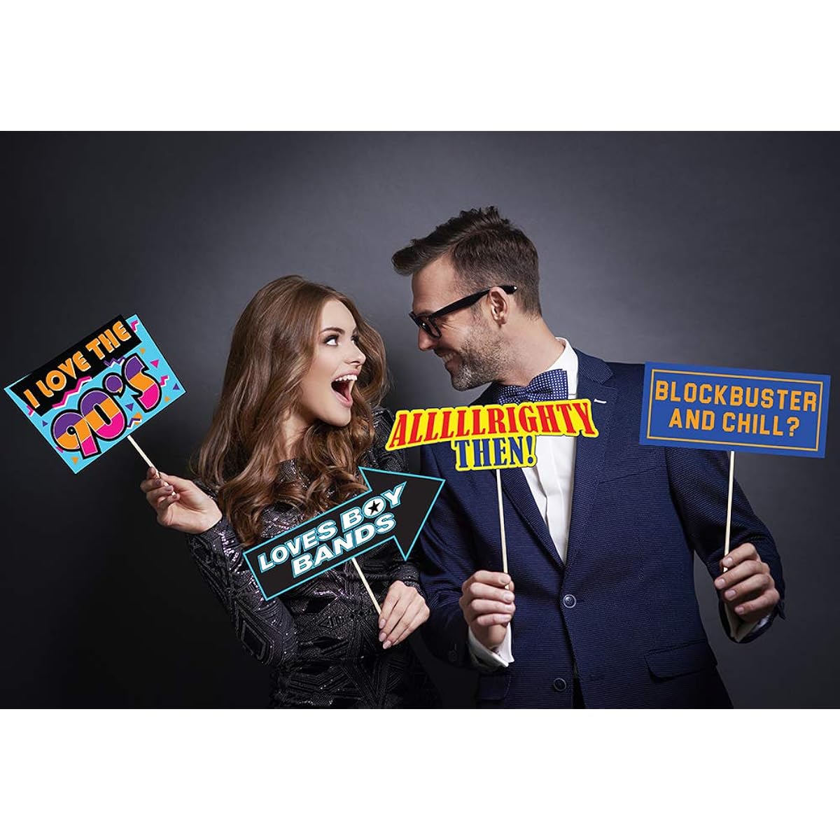 Throwback 90s Photo Props Set - Funny 1990s Theme Party Decorations Favors & Supplies