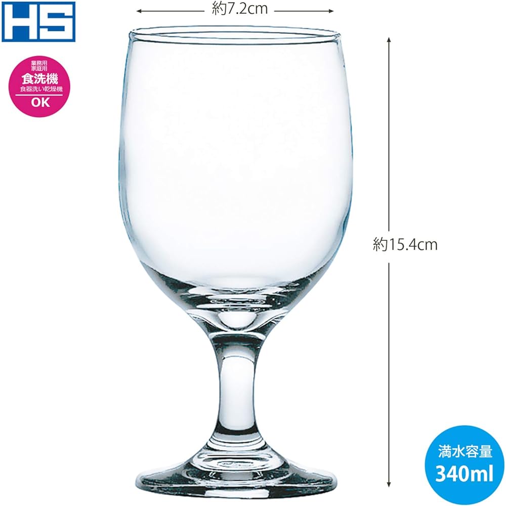 Toyo Sasaki Glass Goblet 340ml HS Stem Set of 48 (Sold in Case) Unbreakable Made in Japan 33030HS-1ct