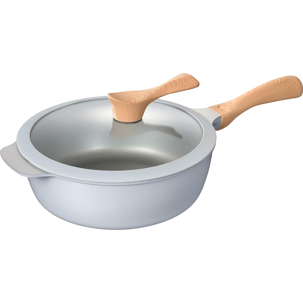 Wahei Freize Frying pan that can be used for simmered and boiled foods, 24cm, light blue, compatible with IH and gas, with original recipe, Pandeppan MB-1770
