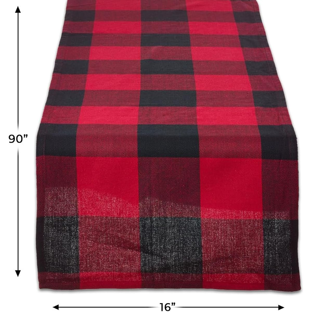 SARO LIFESTYLE 9025.R1690B Birmingham Collection Buffalo Check Design Cotton Table Runner 16" x 90" Red