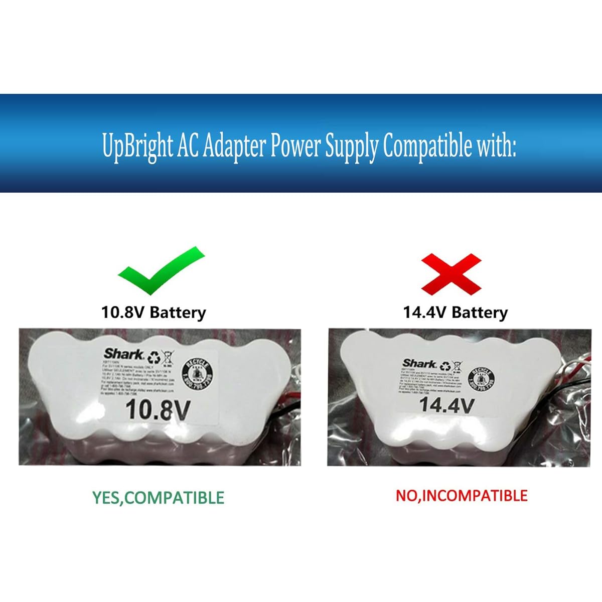 UpBright 14.4V AC/DC Adapter for Shark Cordless LV800 LV801 LV801C LV 800 801 Pet Perfect PetPerfect 10.8V Lithium Ion Vacuum Cleaner Vac YLJXA-T134045 ZD006C144045USE E-TEK Power Charger