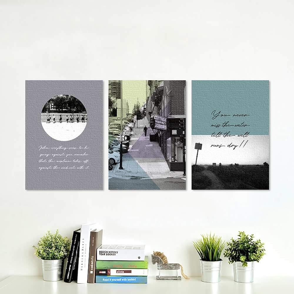 CREA Journey Art Panel 3 Pieces Wall Hanging Interior Entrance Wall Decoration Painting Simple Modern Stylish Cute Panel Set (journey, 3)