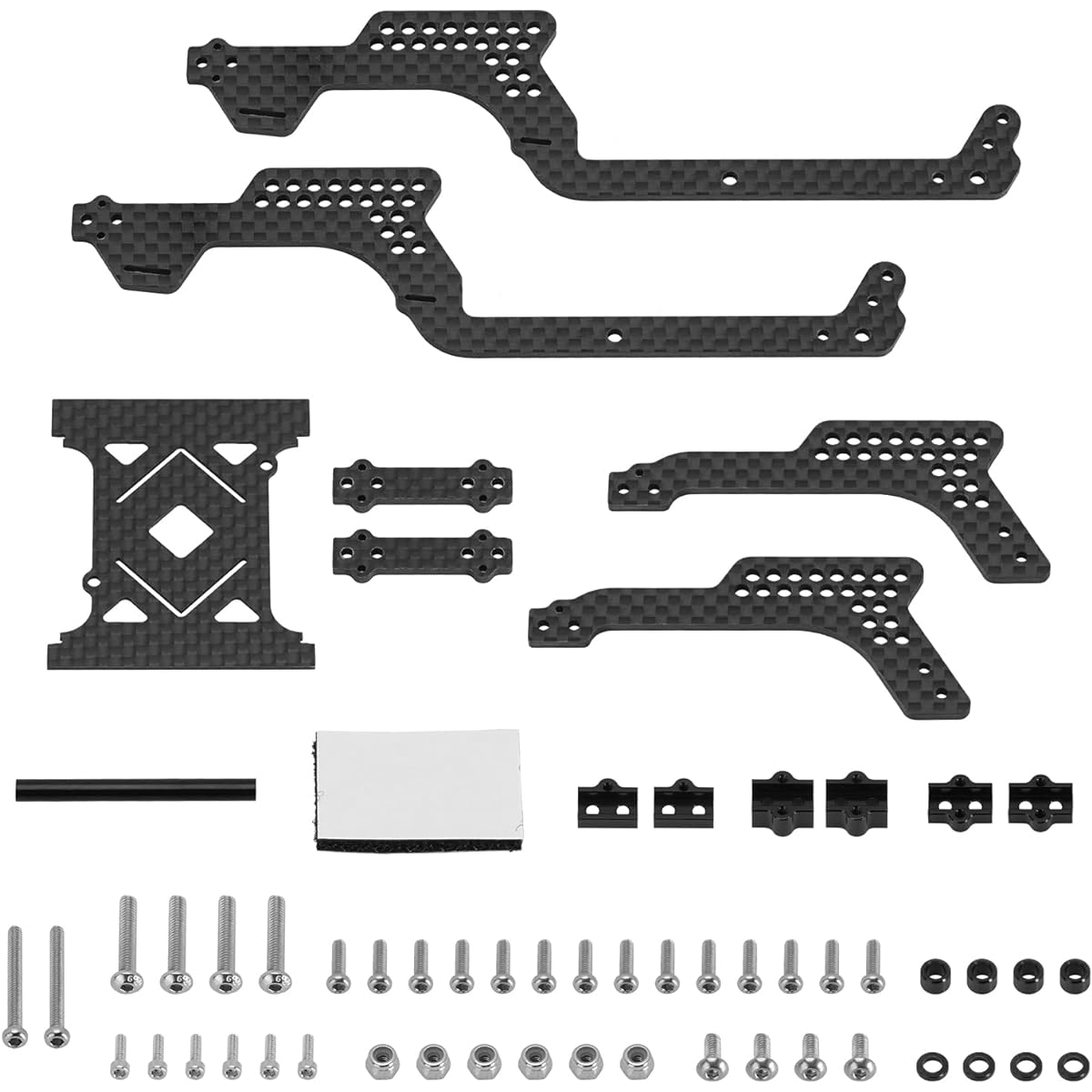 INJORA Universal LCG Carbon Fiber Chassis Frame Kit for 1/18 TRX4M Defender Bronco K10 F150 Upgrade Parts