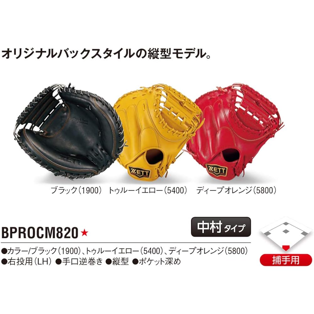 ZETT Rigid Baseball Catcher's Mitt Prostatus Yuhei Nakamura Type Right Thrower Made in Japan BPROCM820