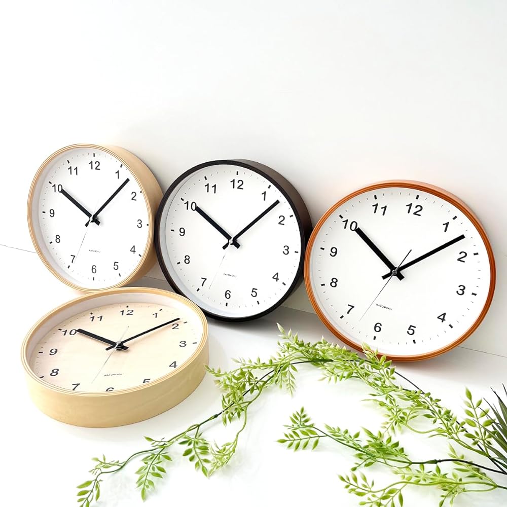 KATOMOKU plywood clock natural sweep (continuous second hand) km-34M φ252mm (quartz clock)