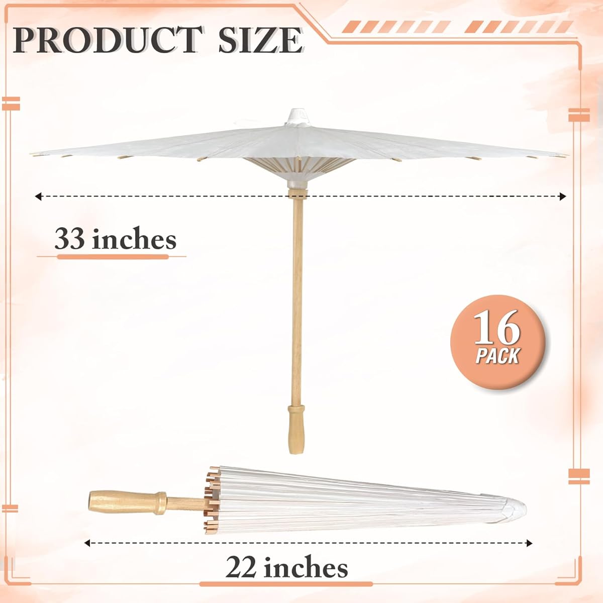 Mototo 33" Paper Umbrella Paper Decoration Made in China Japanese Parasol Umbrella DIY Oil Painting Umbrella Craft Wedding Bridal Party Decoration