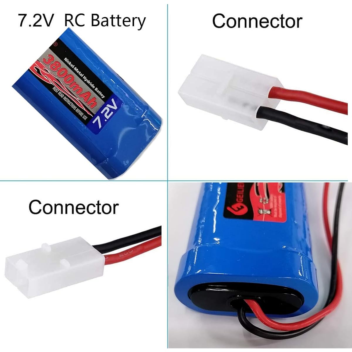OXWINOU 7.2V 3800mAh Battery Pack Large Capacity 6 Cell Ni-MH Battery Flat Battery Pack Replacement Hobby Battery for RC Car RC Truck RC Tank RC Boat with Standard Tamiya Connector (1 Pack)