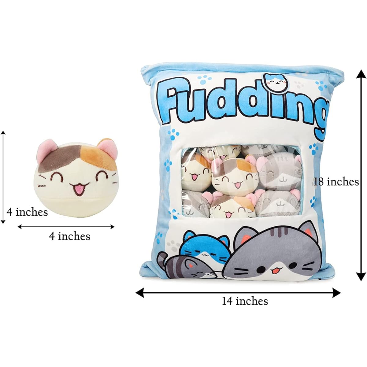 Kawaii Cat Plush Pillow Throw Pillow Cat Pillow Detachable Mini Plush Cat Stuffed Animal Plush Cat Kitten Stuffed Animal Small Stuffed Animal for Kids (8 Blue Kittens)