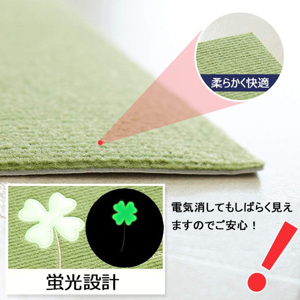 Stair Mat YMR Anti-Slip Set of 15 Luminous Design Soundproof Washable Scratch Prevention Folding Approx. 55 x 22 cm Step Mat for Stairs All Seasons Suction Type Washable (Clover (Khaki), 15)