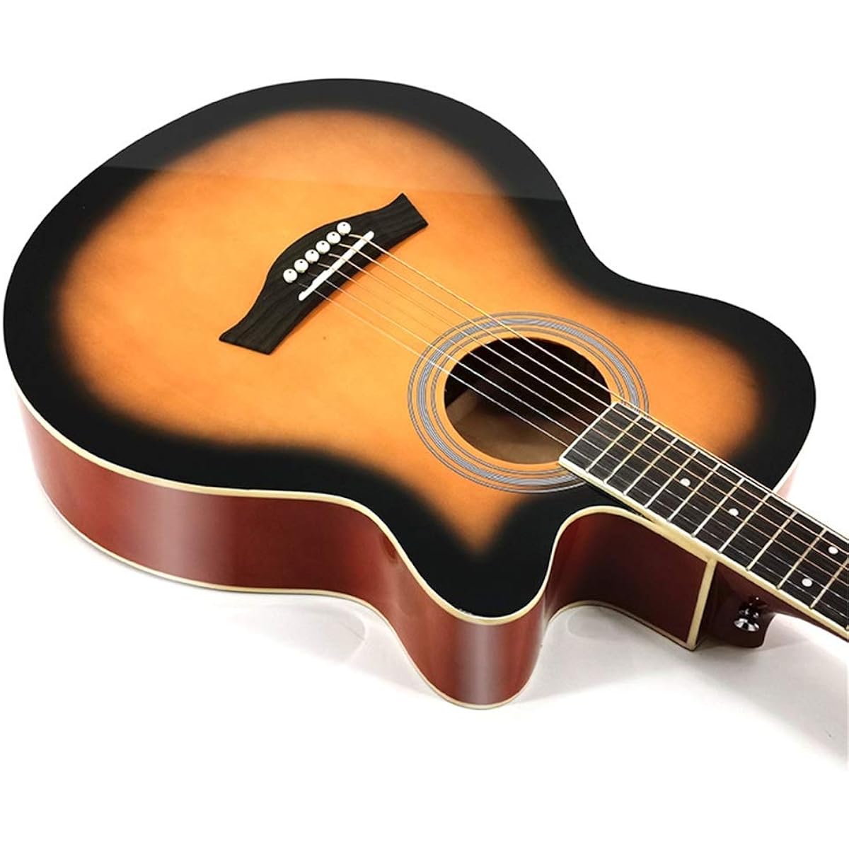 Beginner's Practice Guitar Bright All-Cypress Beginner Acoustic Guitar Mat Standard Equipment Beginner Elementary School Student Adult Beginner Guitar (Color: Sunset Color, Size: 41 inches)