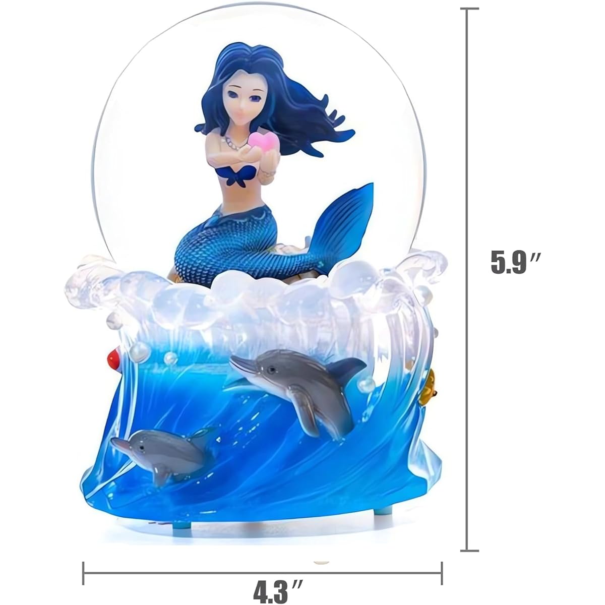 Singeek Mermaid Snow Globe Classic Tune Beautiful Mermaid Figurine Music Snow Globe Hand Painted Christmas Birthday Festival Gift (Classic You are My Sunshine Tune)