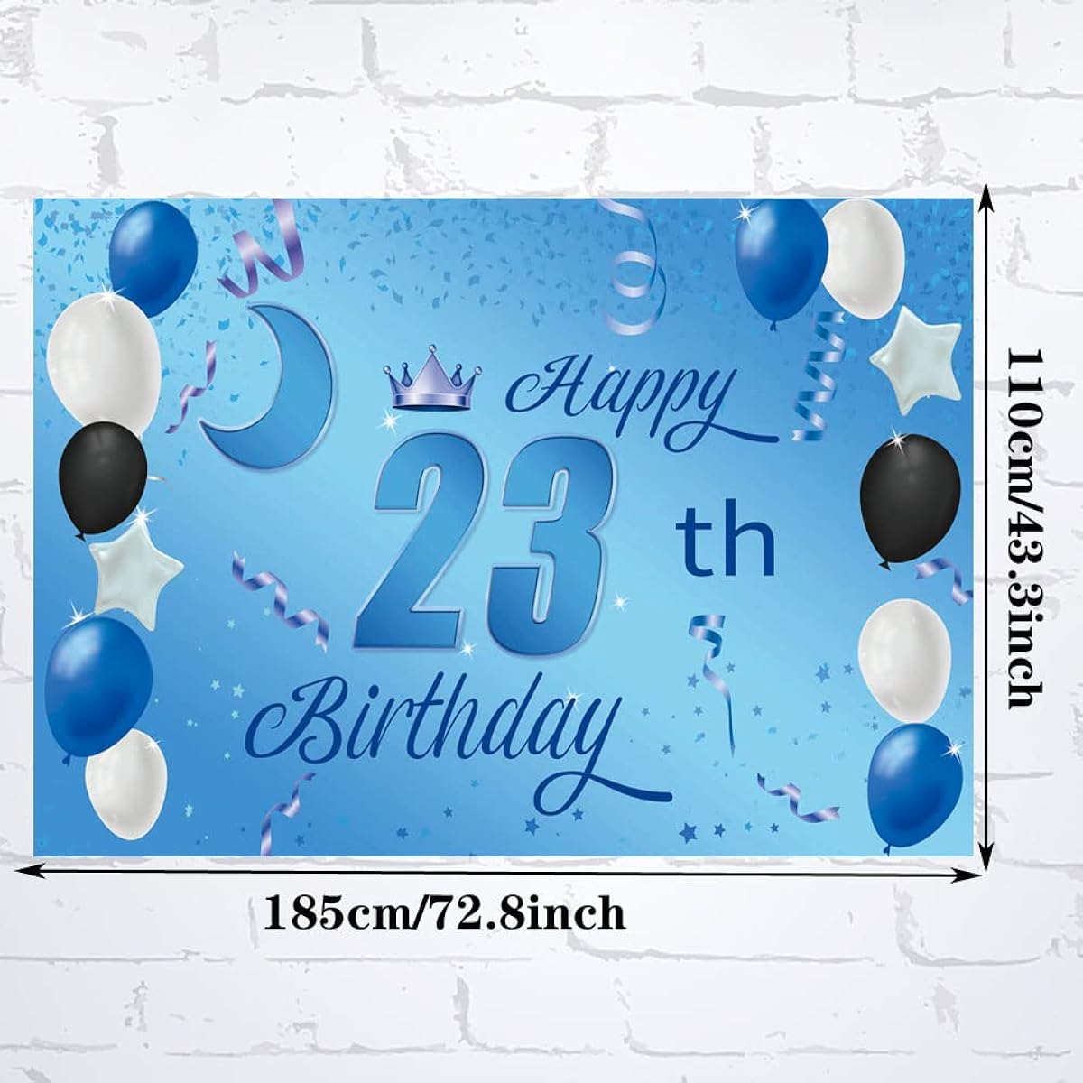 Sweet Happy 23th Birthday Backdrop Banner Poster 23rd Birthday Party Decorations 23rd Birthday Party Supplies 23rd Photo Background for Girls Boys Women Men Blue 72.8 x 43.3 Inch