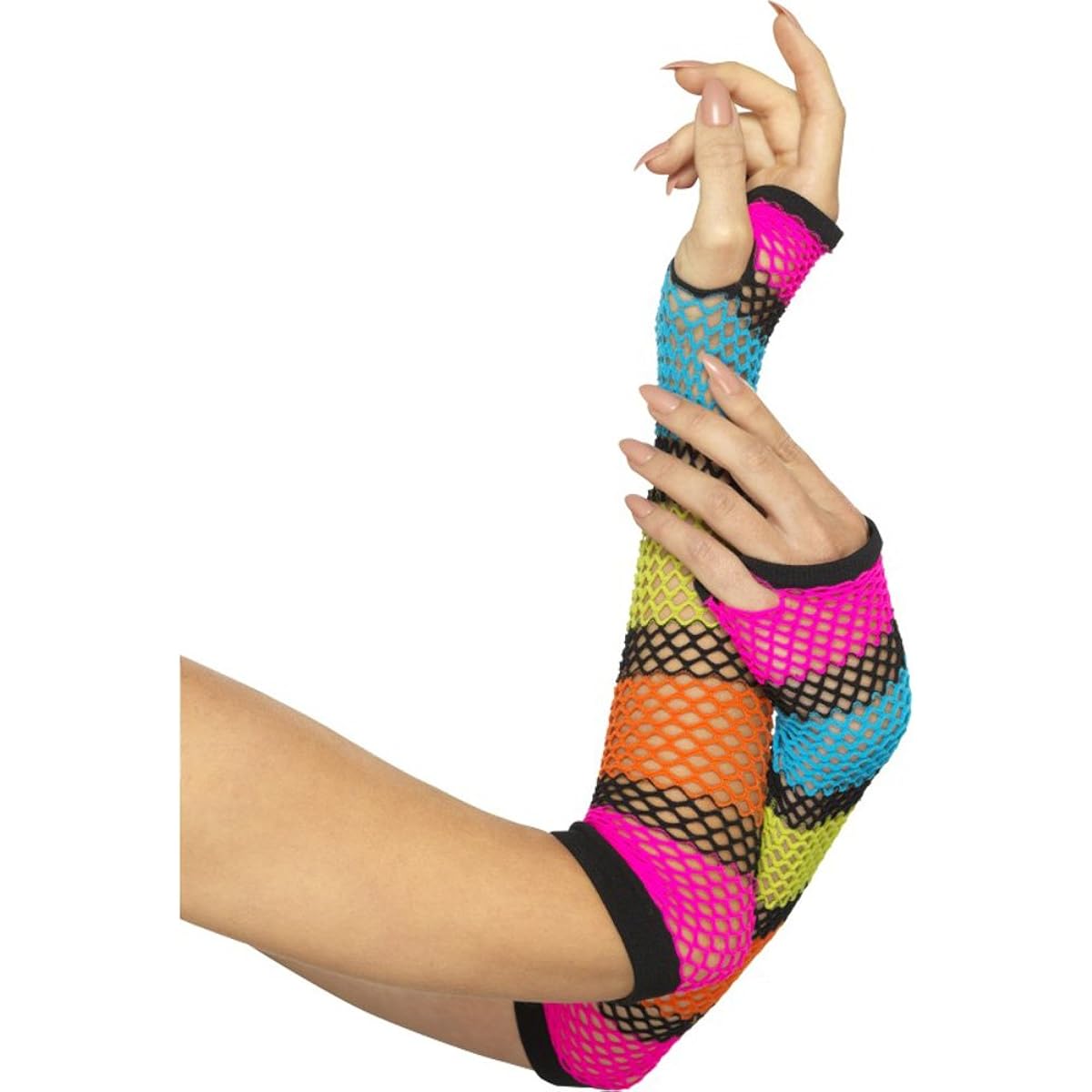 Smiffys Fishnet Gloves Long Size: One Size