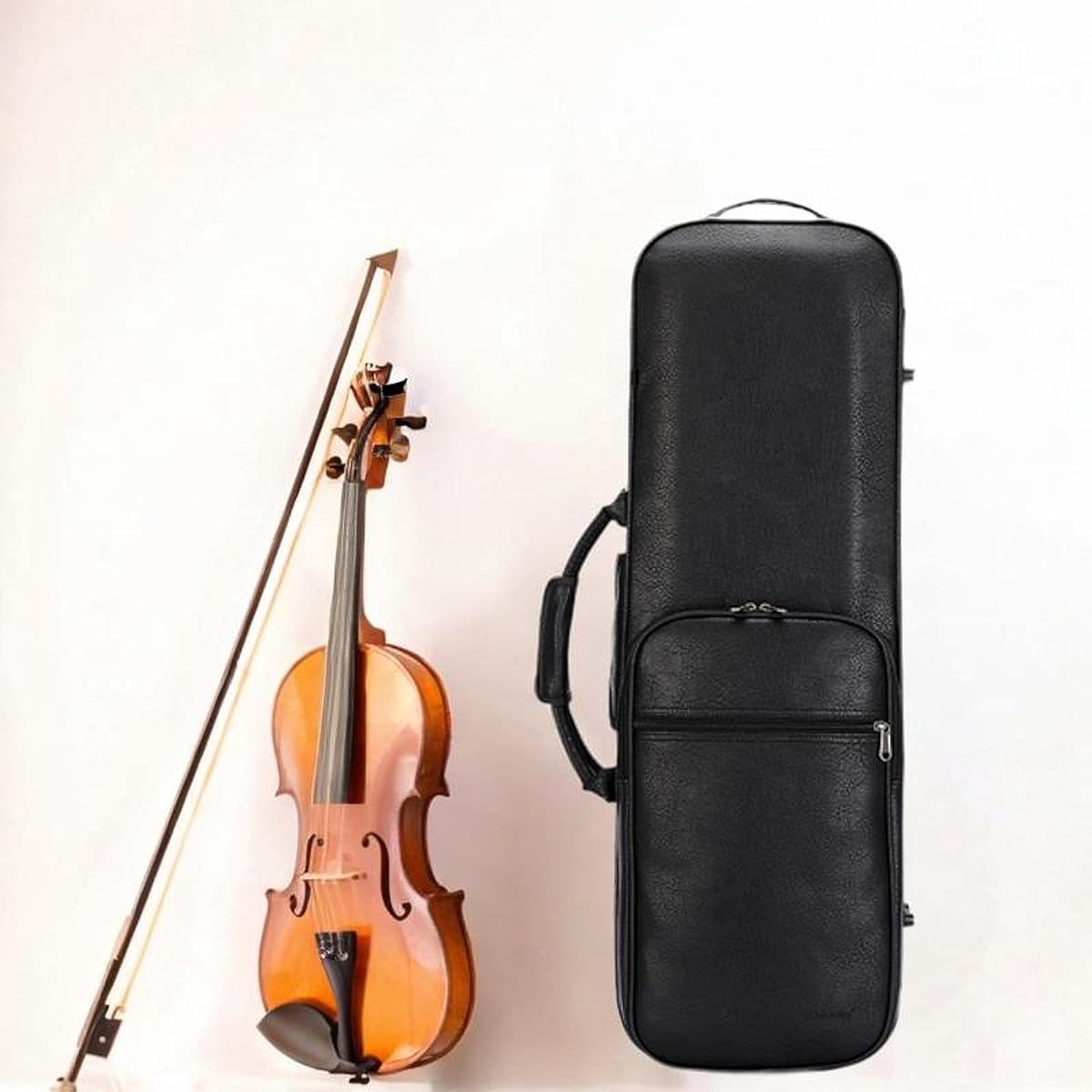Gazechimp Violin Case Fiddle Handbag Dustproof PU Leather Accessories Full Size 4/4 Carry Case Violin Hard Case Musical Instrument Bag, Black