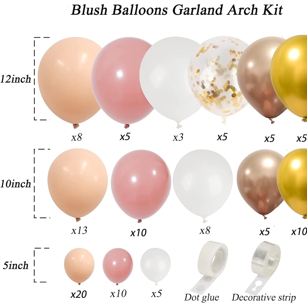 Blush Balloon Garland Arch Kit Retro Pink Double Stuffed Nude Gold White Balloons Latex Balloons Bridal Baby Shower Bachelorette Birthday Wedding Decorations