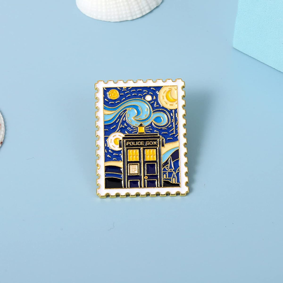 Cute Pins Backpack Pin Van Gogh Oil Painting Alloy Brooch Exquisite Starry Sky Castle Stamp Shape Oil Drop Badge Cowboy Badge Pin Book Bag Clothes/Jacket & Hat Decoration