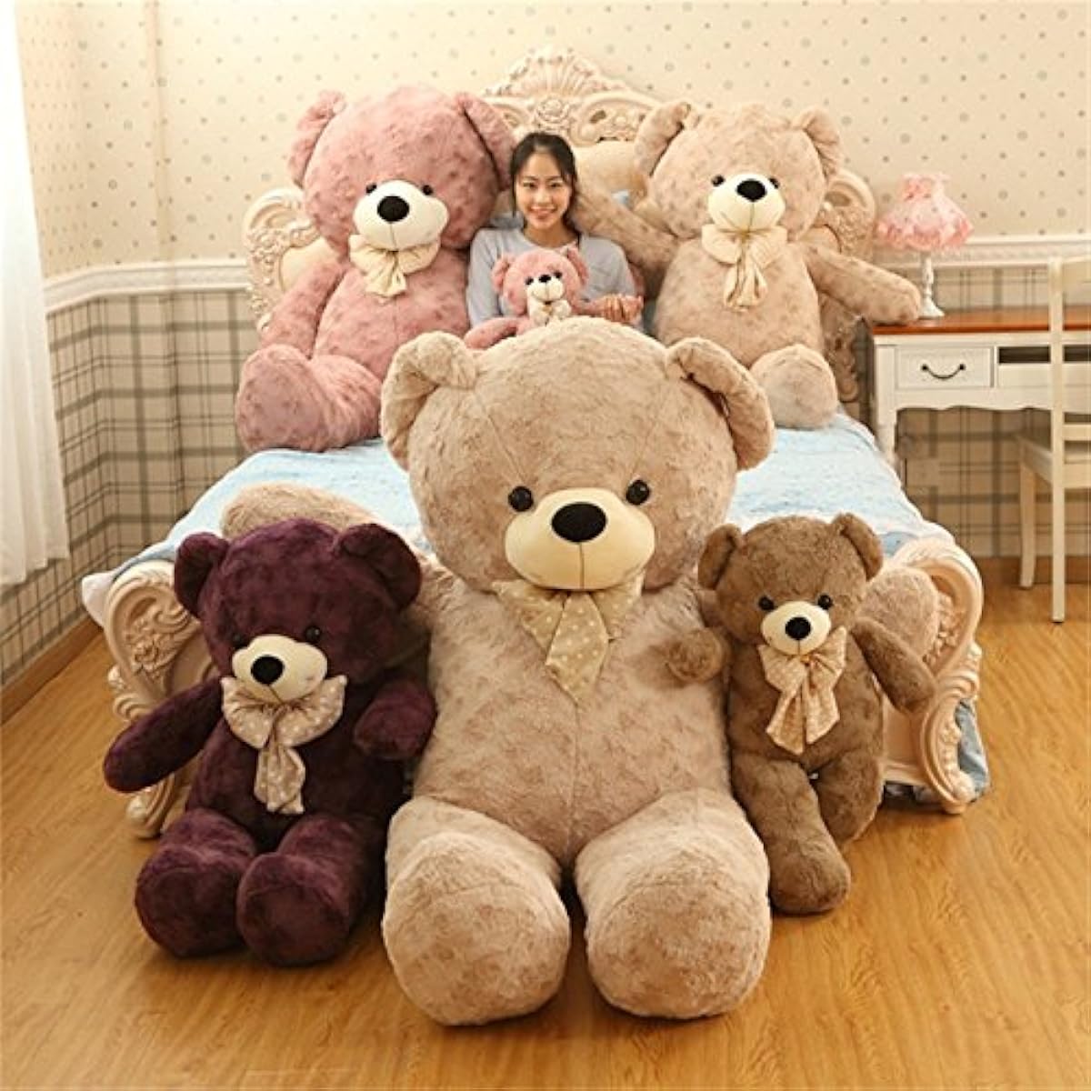 elfishgo Teddy Bear Plush Toy Bear/Large Plush Toy Bear Extra Large Gift/Celebration Soft and Fluffy Plush Toy (130cm, Light Brown)