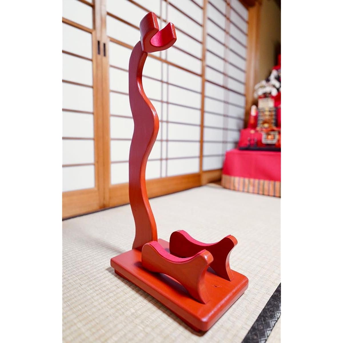 Ships within 24 hoursHandmade woodwork Wooden shamisen stand (red lacquer) for one shamisen
