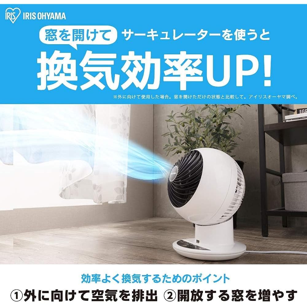 Iris Ohyama Circulator Eye Quiet Left and Right Swing 18 Tatami Powerful Air Blower PCF-SC15 White