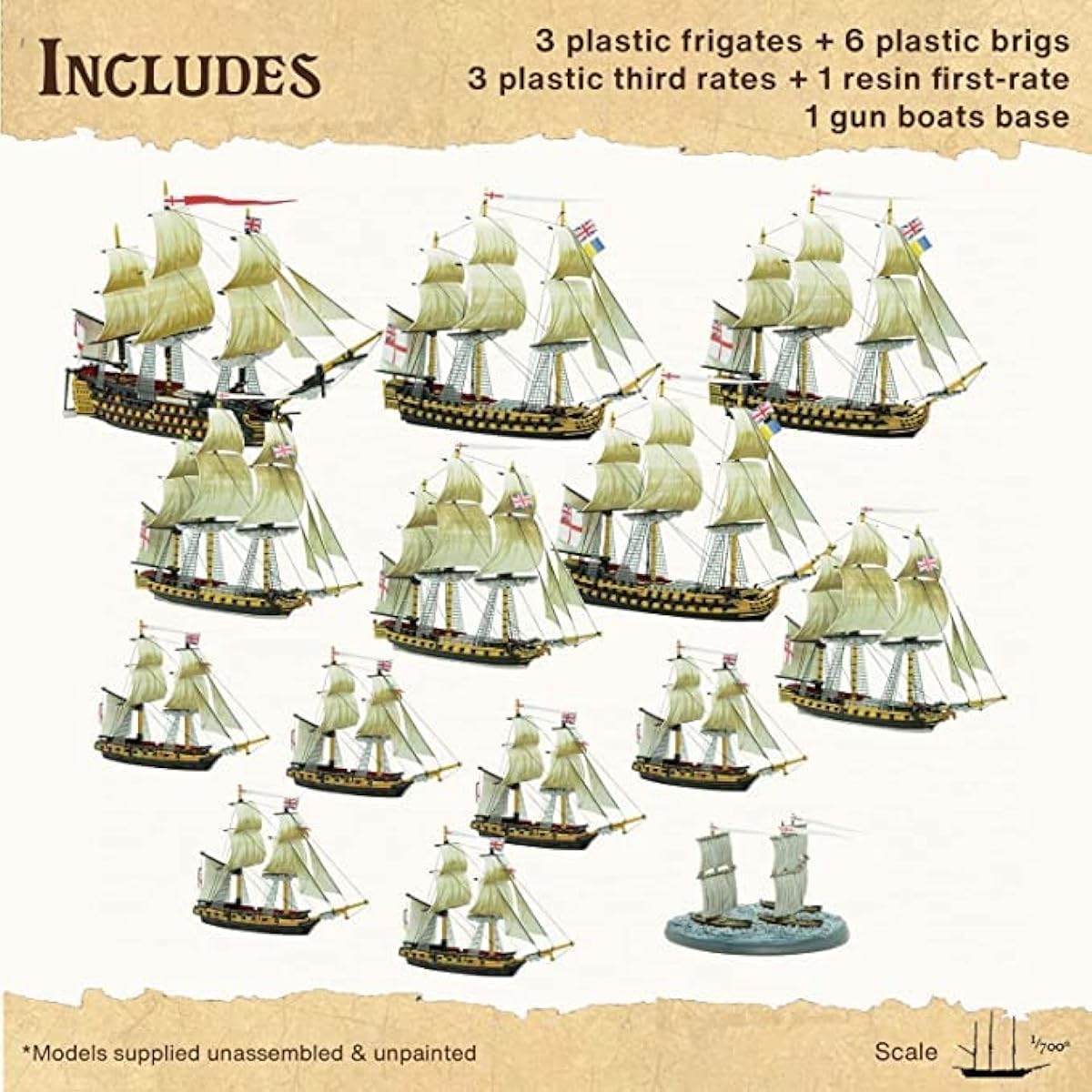 Warlord Games Distribution Black Navy Fleet (1770-1830) Starter Set 1/700 Scale Ship Battle Naval War Miniature War Game Battleship Model Model War