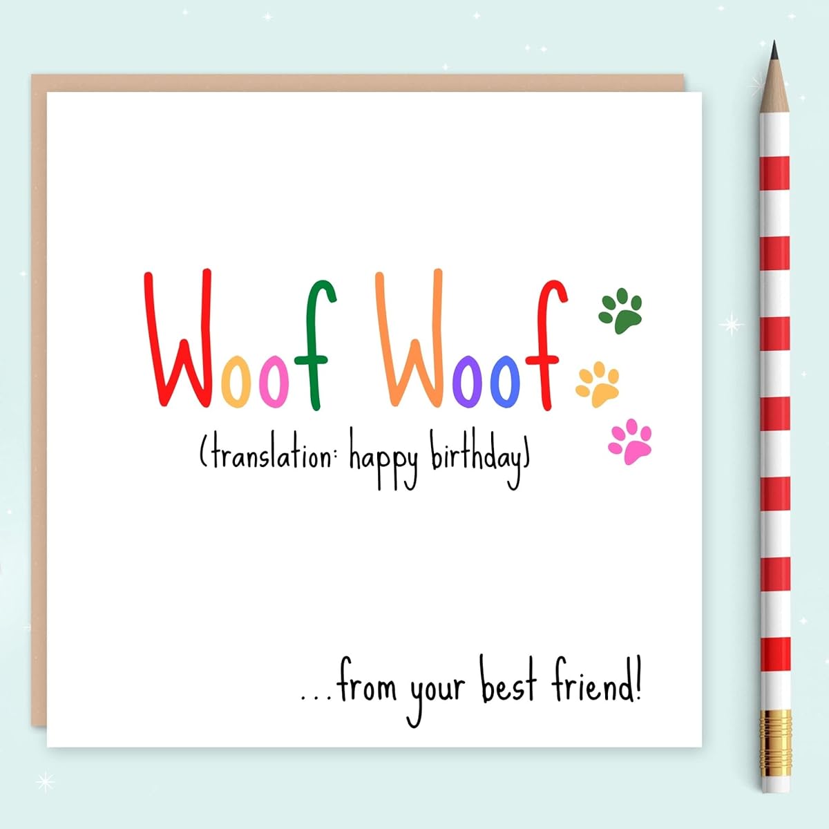 Funny Birthday Card From Dog | Card From Dog Puppy Puppy Fur Baby Pet | To Dad Mom Husband Wife | To Him Her Man Woman Mummy Daddy Sister Brother Cat | Cute Lover Sausage Gift | 6 Inch