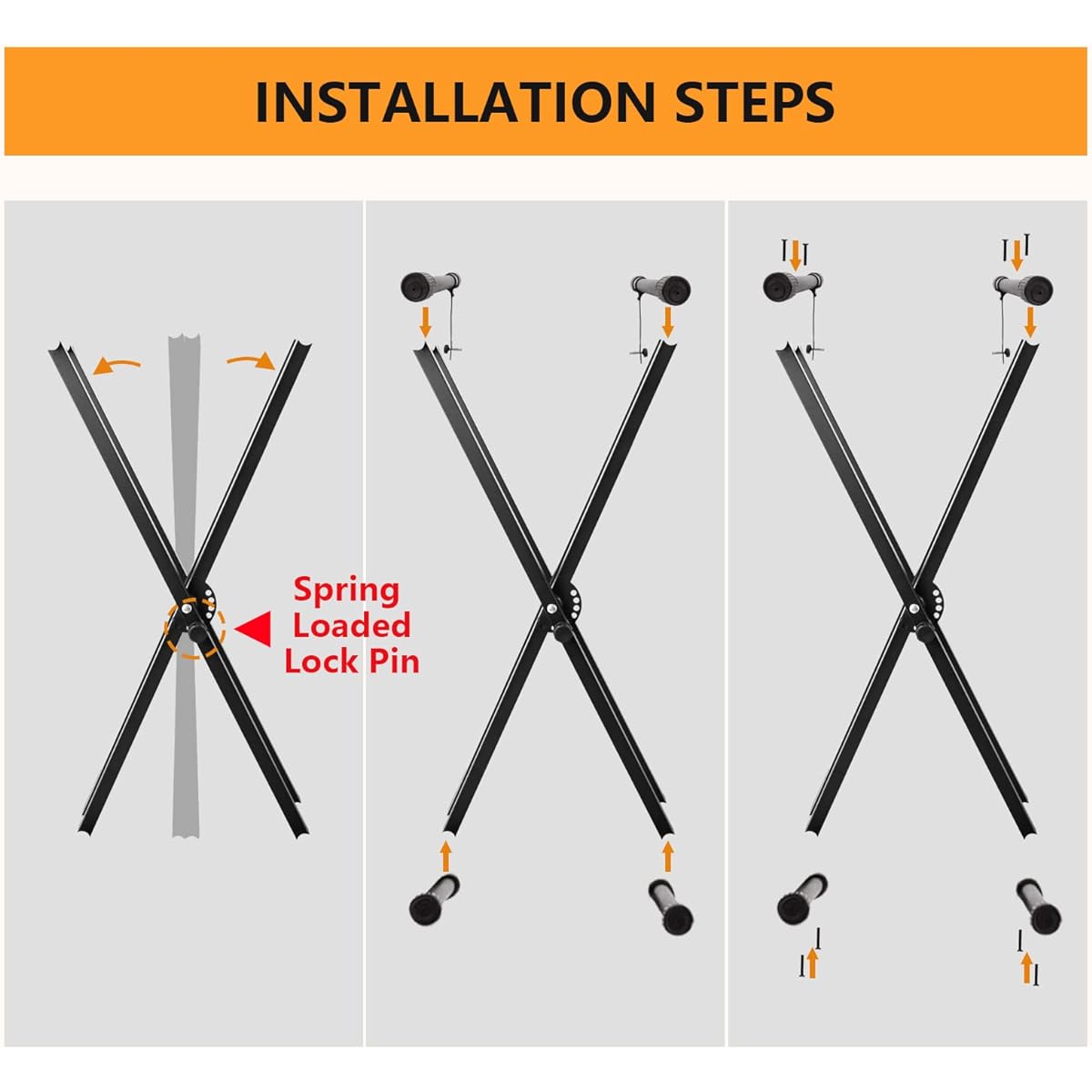LETSROCK Adjustable Keyboard Stand Heavy Duty Double X Piano Stand with Lock Strap for 61 76 88 Keys