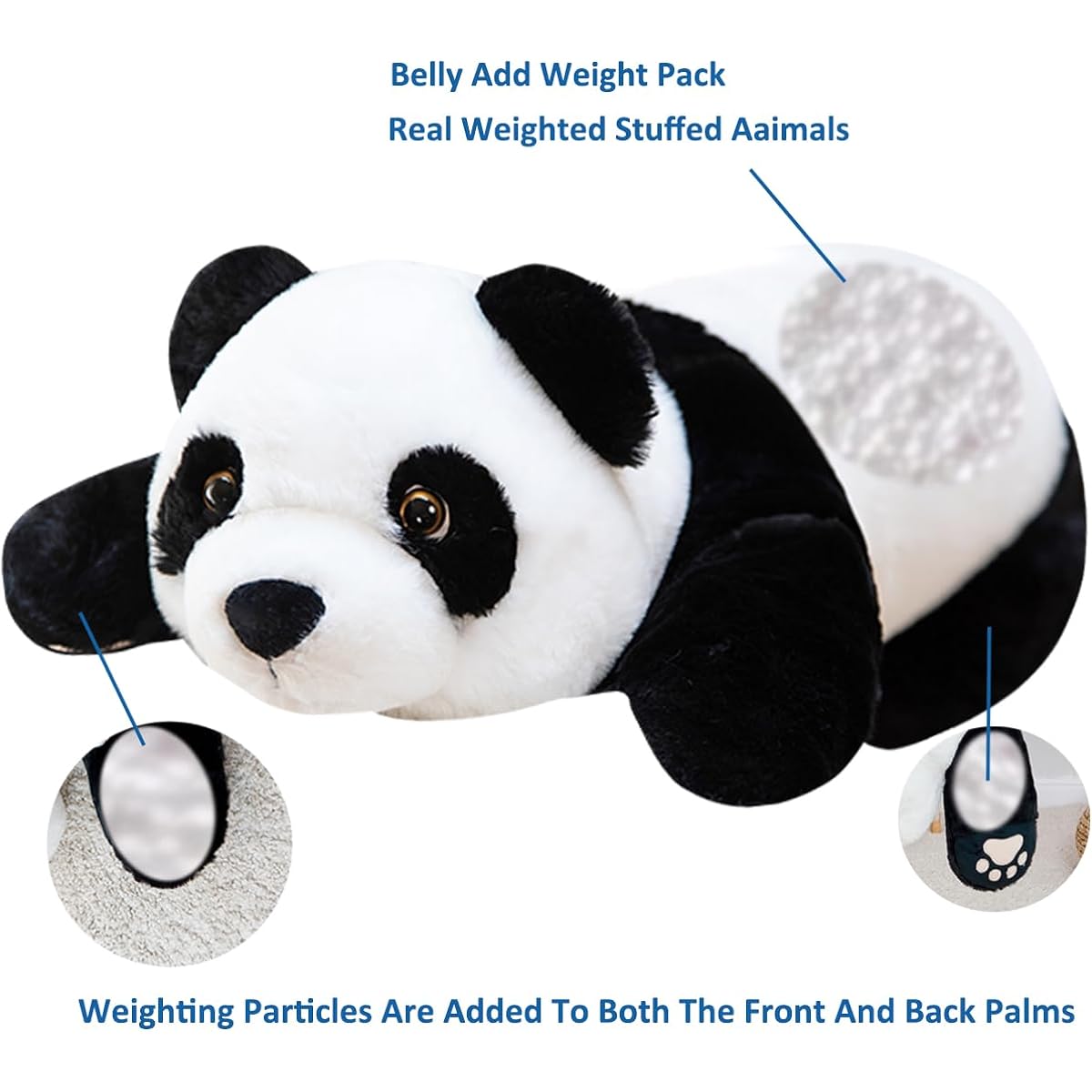 Doireum Panda Weighted Plush Toy, Panda Stuffed Animal, Cute Panda Weighted Plush Toy for Boys Girls Valentine's Day Christmas 15.3inch