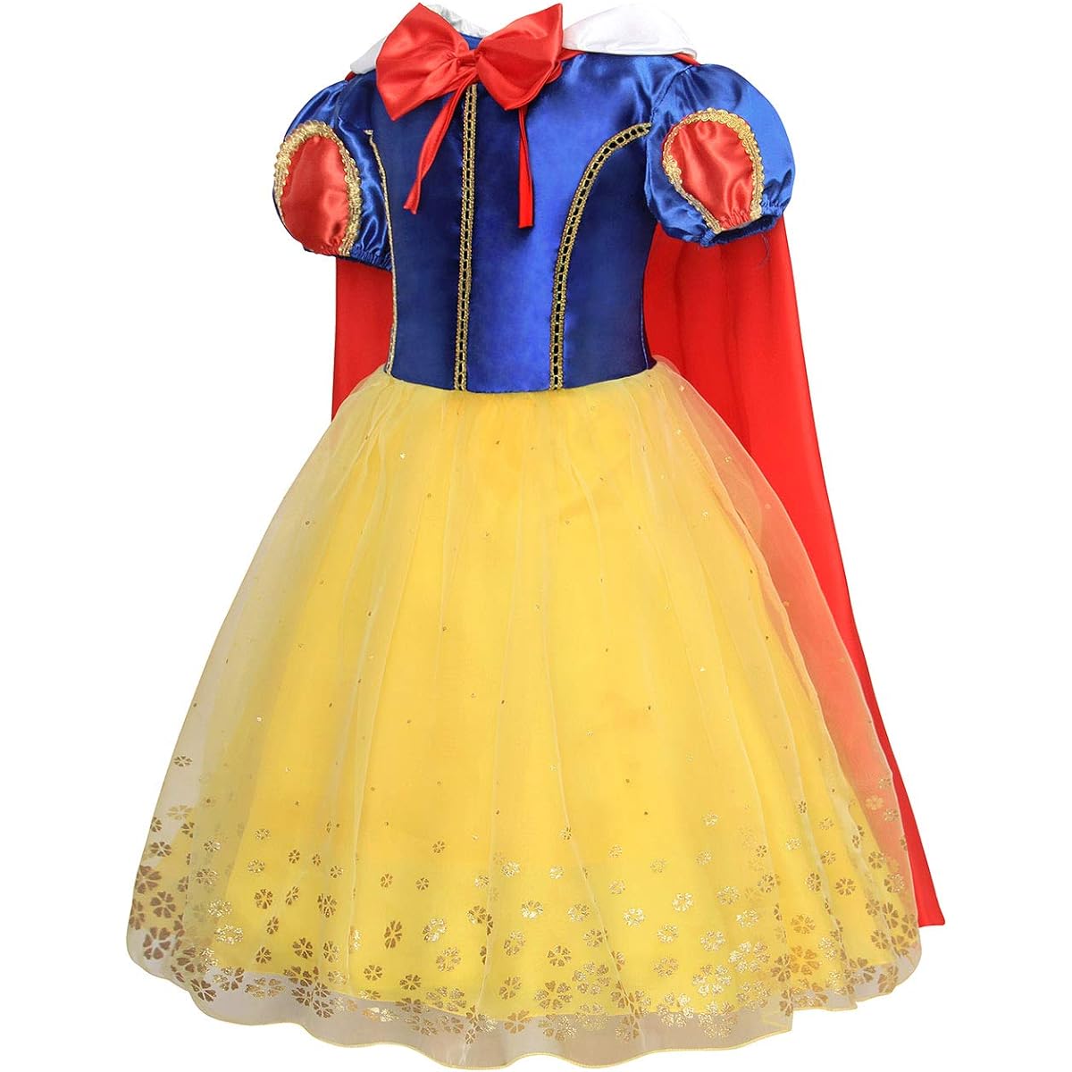 HenzWorld Little Girls Dress Princess Costume Cape Halloween Birthday Party Long Tutu Patchwork Cosplay Clothes Bowtie Cosplay Clothes for Kids Children Age 3-4