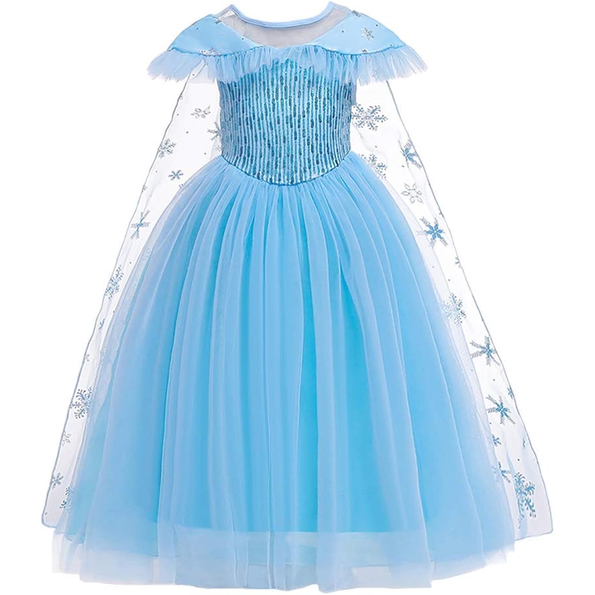 IZKIZF Little Girls Snow Queen Princess Elsa Costume Halloween Birthday Party Cosplay Fancy Dress Up Outfit with Accessories