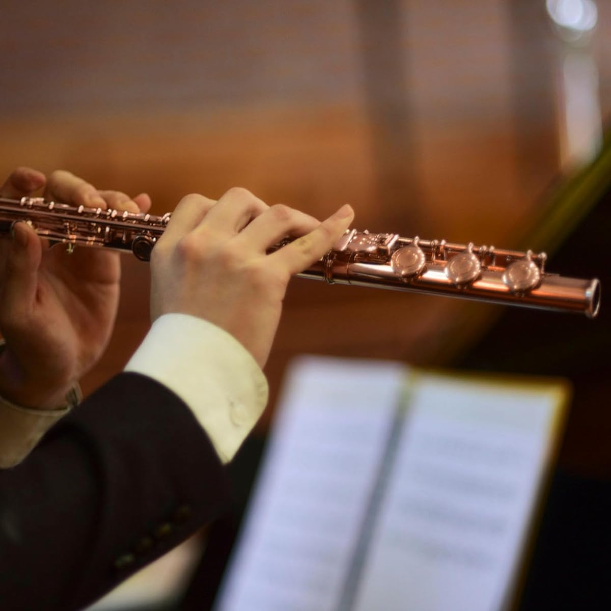 Closed Hole C Flute, Durable and Sturdy Cupronickel Versatile Student Flute 16 (Reddish Antique)