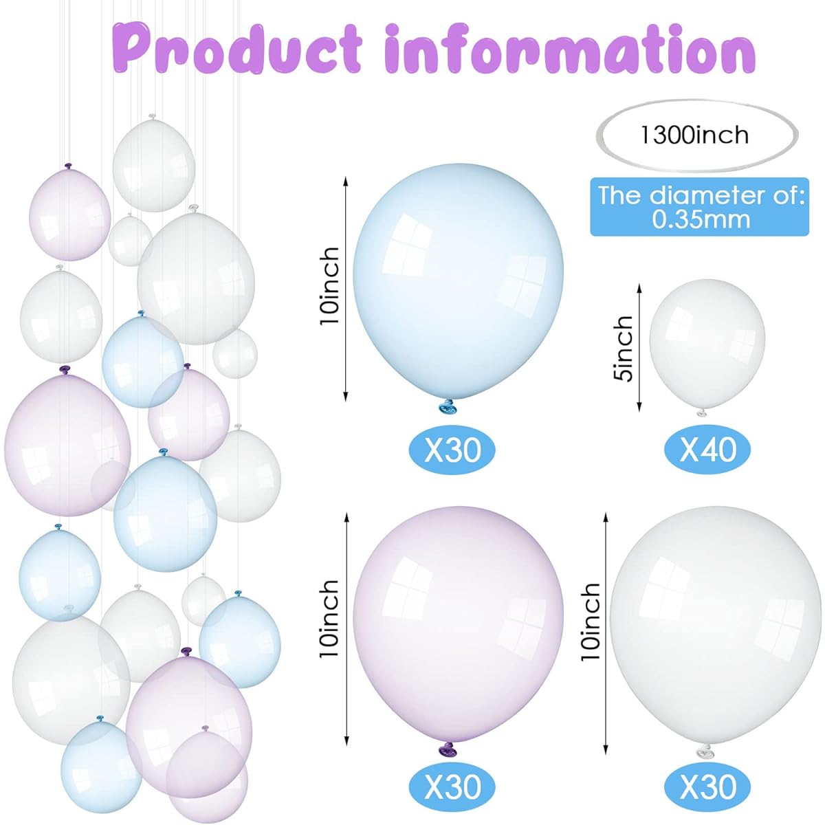 130pcs Clear Balloons Strand Kit Bubble Crystal Pastel Clear Balloons Under the Sea Decorations DIY Round Latex Balloons for Birthday Party Wedding Engagement Supplies (10" 5")
