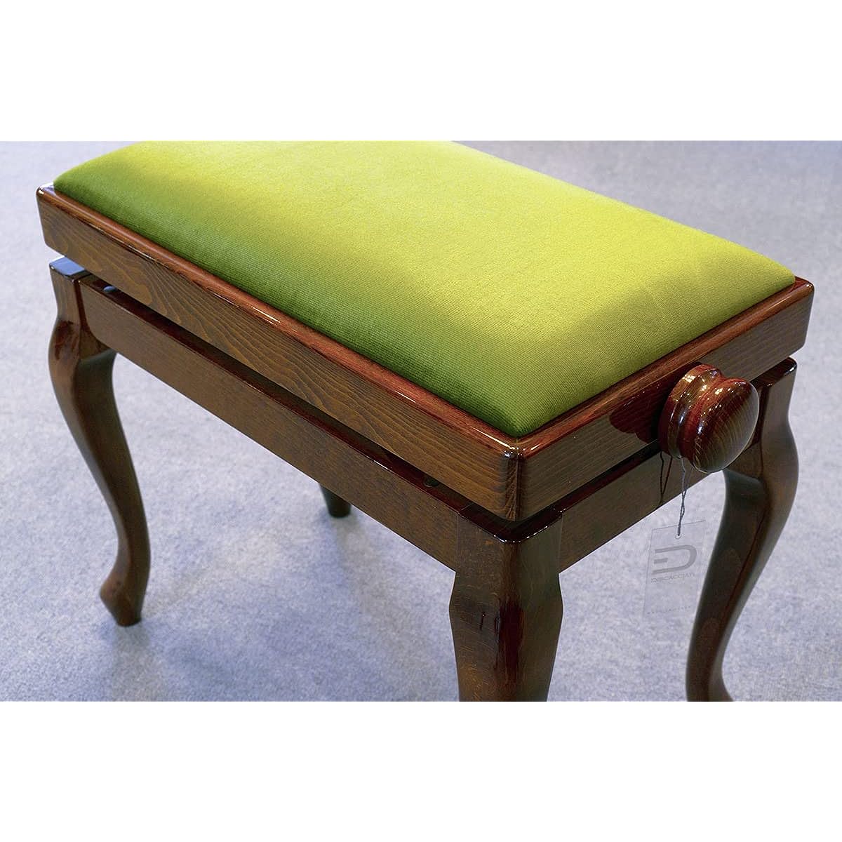 DISCACCIATI MODEL 107 SM Piano Chair Italy Original (Wooden Mahogany Color Polished Seat Green, MODEL 107SM Cat Feet)