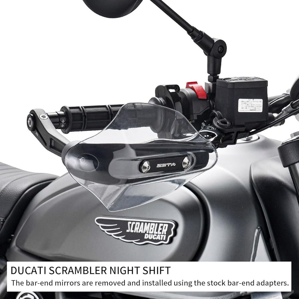 ZETA RACING Sonic Hand Guard PC Protector Kit Universal Type Compatible with Hollow Handlebars (13.5mm-14.5mm/17.5mm-18.5mm) Forged Bar End Installation Windproof Cold Weather Rainproof Stainless Steel Bolt Lever Guard Dirtfreak ZS72-2100