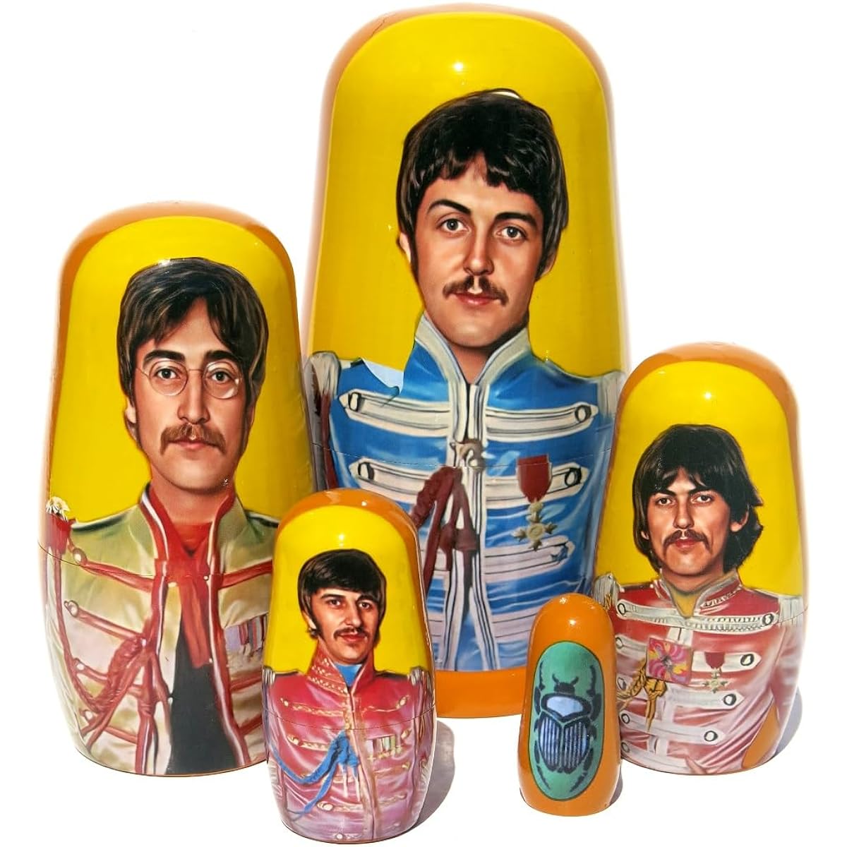 The Beatles SGT. Pepper 6" Nesting Dolls 5 Piece Stacking Matryoshka John Lennon Portrait Memorabilia Collection Set