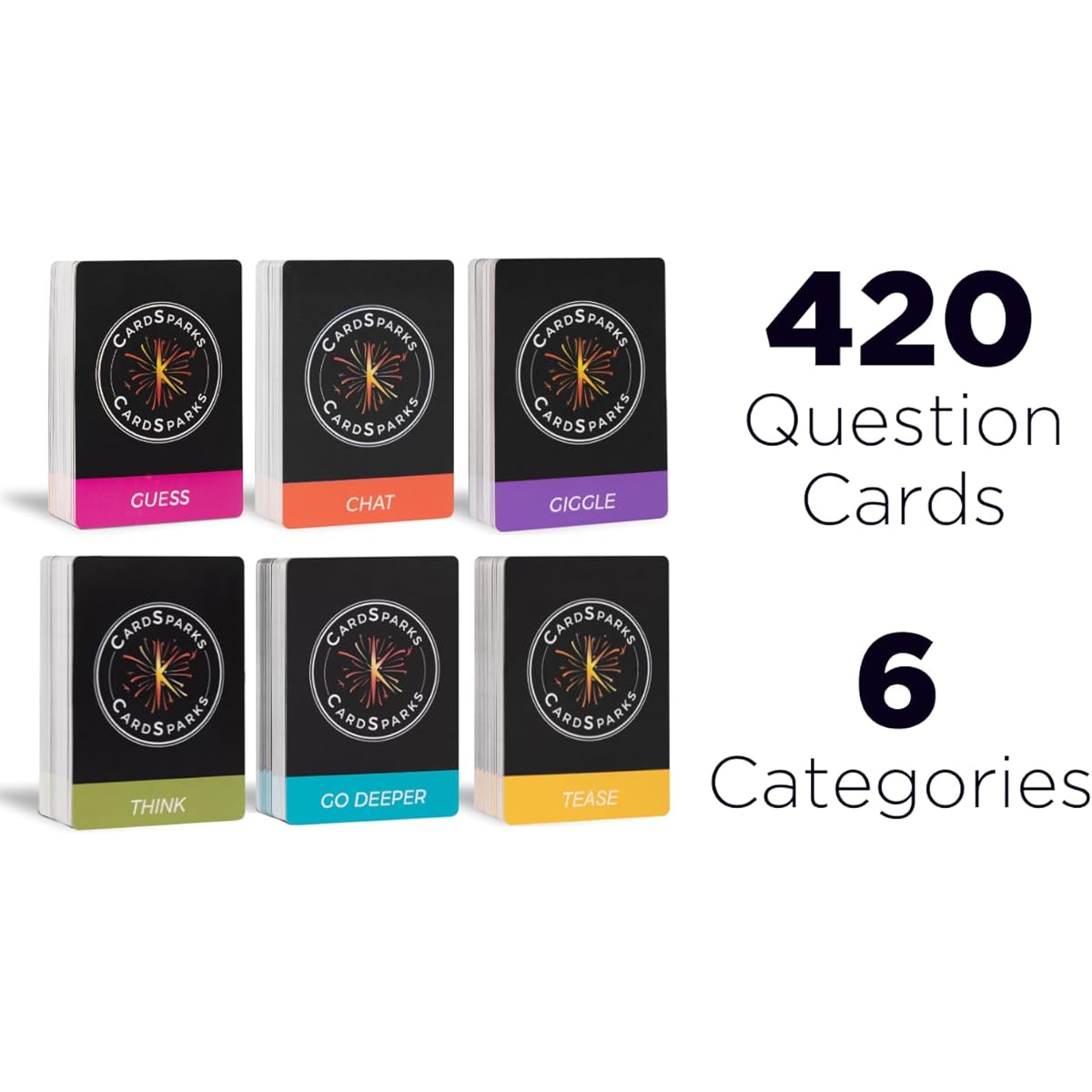 CardSparks! Conversation Cards for Couples (x420) - Better Relationships and Deeper Connections - Date Card Game for Adults - Fun Couple Game for Date Night Valentine Card Game for Couples (17+)