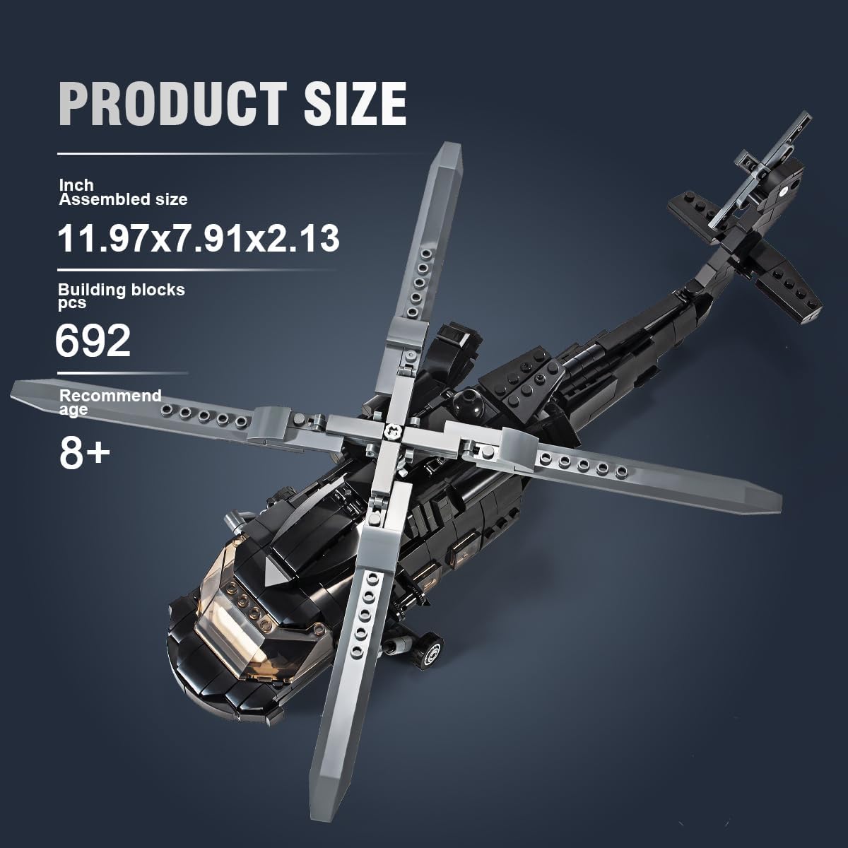 DAHONPA UH-60 Helicopter Blackhawk Medium Utility Military Army Airplane Building Blocks Set with Figures 700 Pieces Air Force Build Blocks Toys Gifts for Kids and Adults