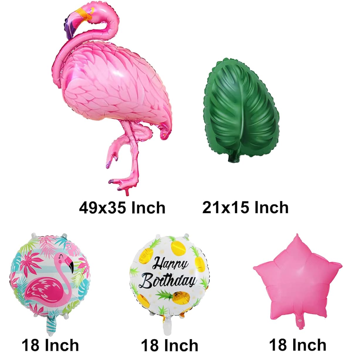 12pcs Jumbo Flamingo Foil Balloons Party Decorations - Hawaiian Theme Baby Shower Tropical Summer Beach Pool Wedding Birthday Party Favors