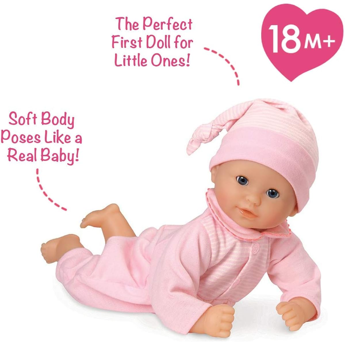 Corolle Bébé Calin Charming Pastel Baby Doll - 12" Soft Body Doll with Pink Clothes, Sleeping Eyes, Openable, Vanilla Scent, Ages 18 Months and Up