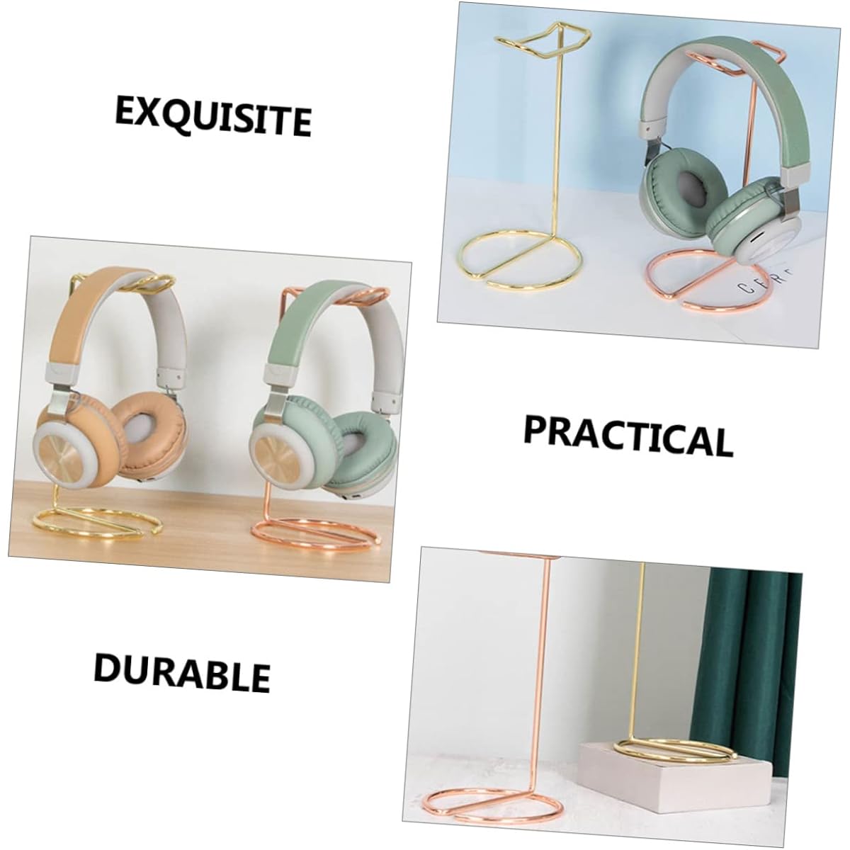 SWOOMEY Headset Simple Headphone Stand Headband Stand Desk Accessories Headset Rack Earphone Support Hanger Headset Frame Iron Rose Gold Headset Holder