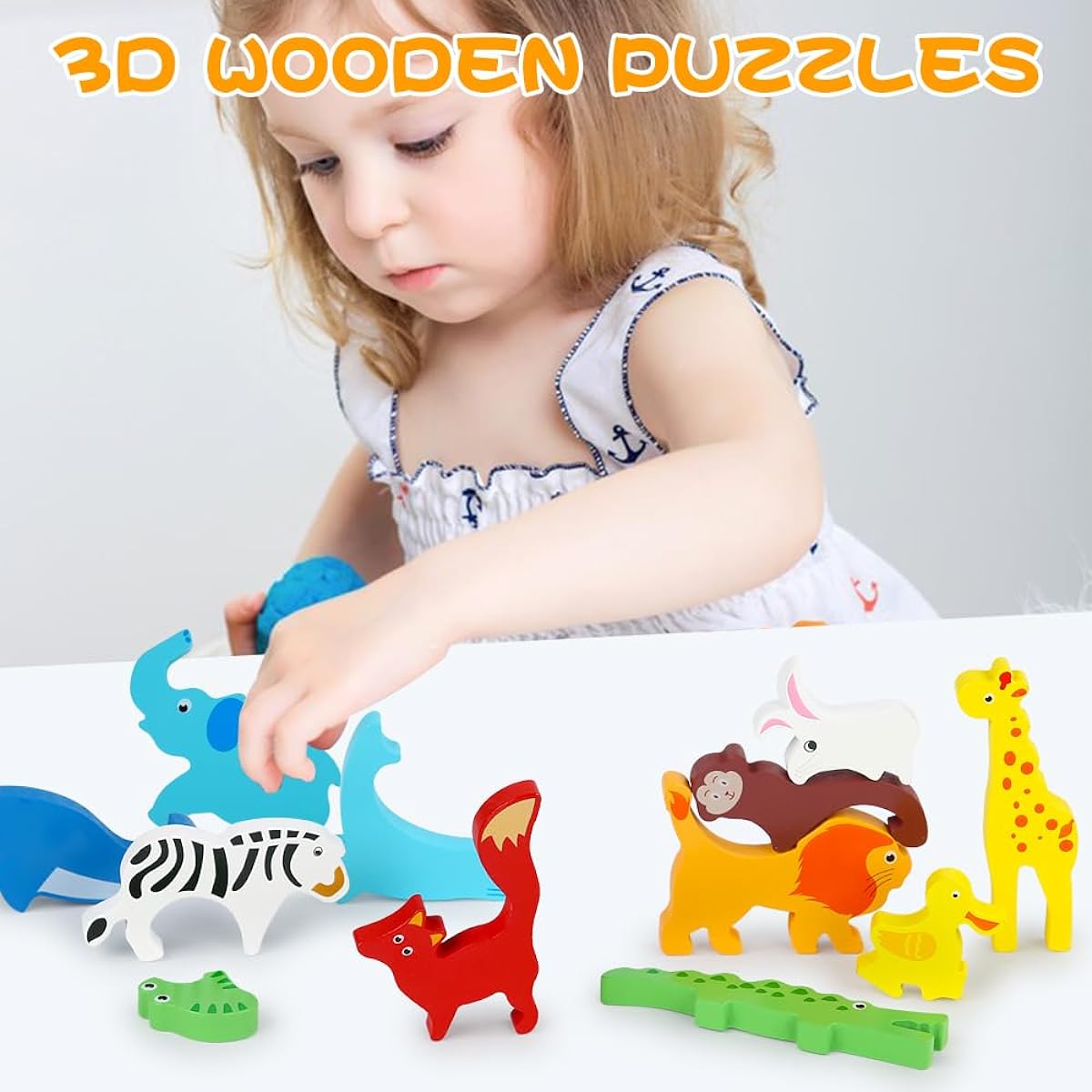 Wooden Puzzles for Kids 4 Pack Montessori Learning Toys Gifts for Preschoolers Ages 3+ 3D Multi-Theme Jigsaw Puzzles for Boys and Girls (Animals, Fruits, Transport, Marine Puzzle Set)