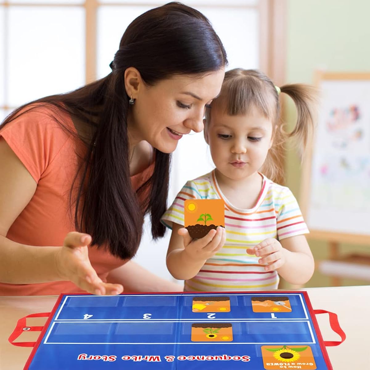 Storytelling Sequence Cards for Kids Write Stories Learn Sequences 6 Scenes Educational Picture Card Game with Pocket Chart Sentence Building Language Development Speech Therapy Materials