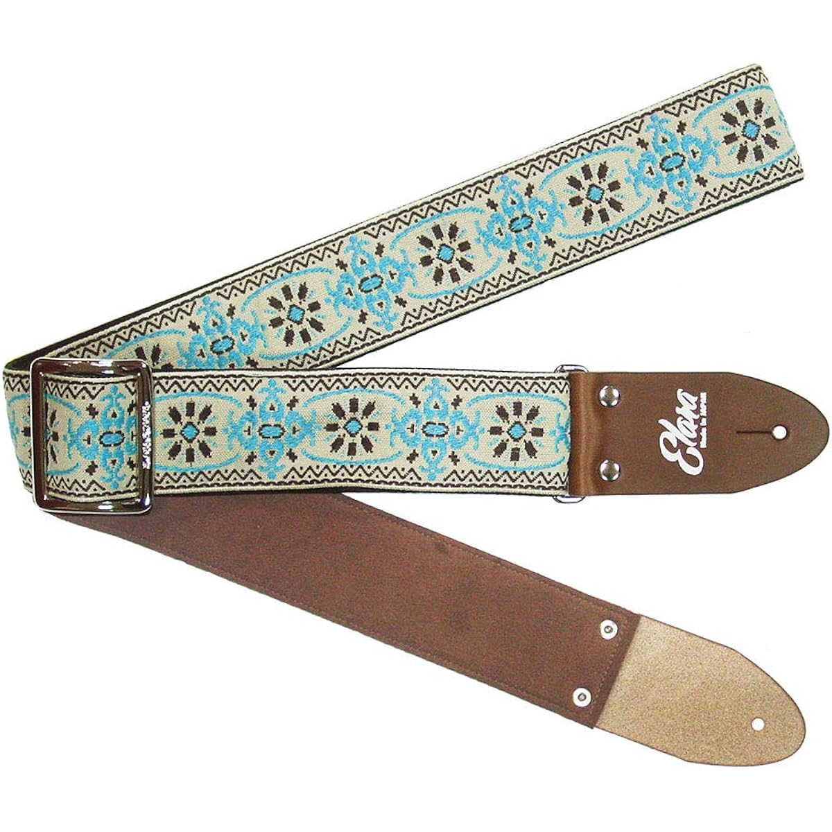 Elara Straps Mellow Chandelier Brown/Turquoise Ultrasuede Beautiful and durable professional guitar straps